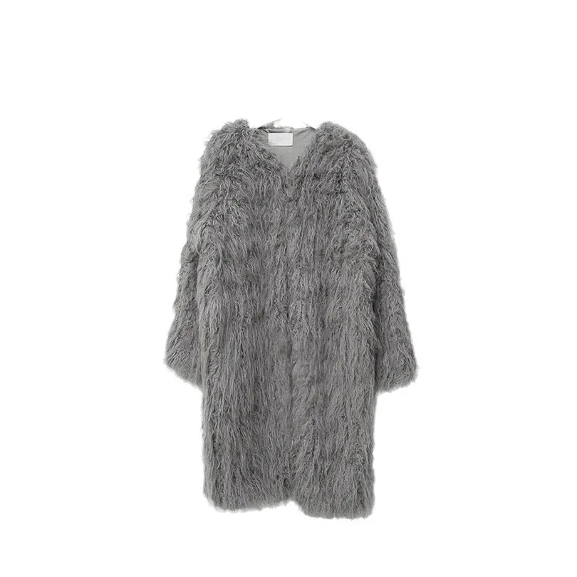 New curly wool long ash fur coat Korean thickened joint trendsetter warm imitation fur coat