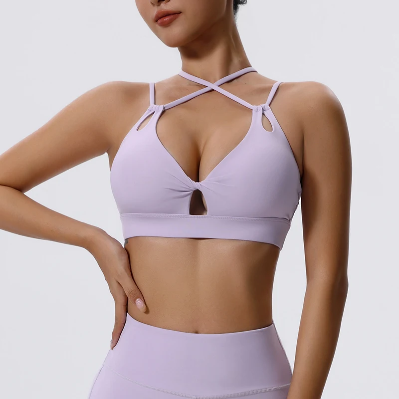 ฟิตเนสออกกําลังกายผู้หญิง Comfort Back Cross กีฬา Bra Gym Top ผู้หญิงการฝึกอบรม Breathable เซ็กซี่โยคะ Bra ผู้หญิงกีฬาชุดชั้นใน