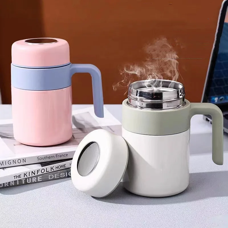 510ml Double Stainless Steel 316 Thermos Mug With Filter High Quality Office Home Coffee Tea Thermal Cup With Handle