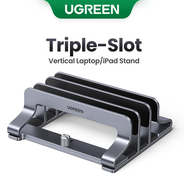 UGREEN Pionowy stojak na laptopa do MacBooka Air Pro Potrójne gniazda Aluminiowy stojak na notebooka do tabletu MacBook Pro iPad Uchwyt na telefon