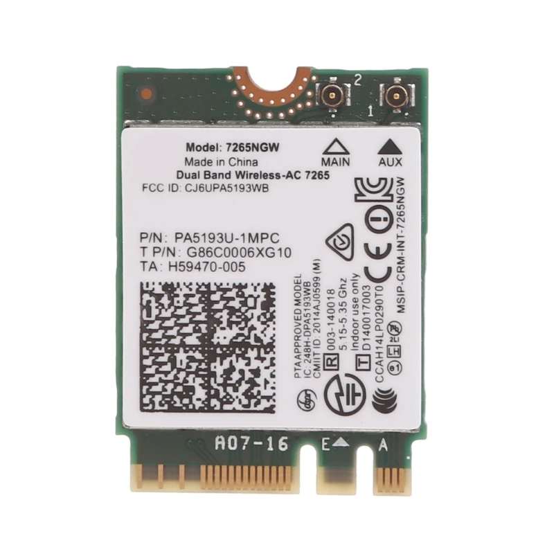 Draadloze AC7265NGW 802.11ac WiFi+BT4.2 netwerkkaart 2,4GHz tot 300Mbps