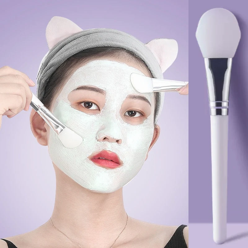 1/2 Stuks Witte Make-up Siliconen Gezichtsmasker Borstel DIY Huidverzorging Foundation Gel Cosmetische Schoonheid Tool Professionele Modder crème Borstels