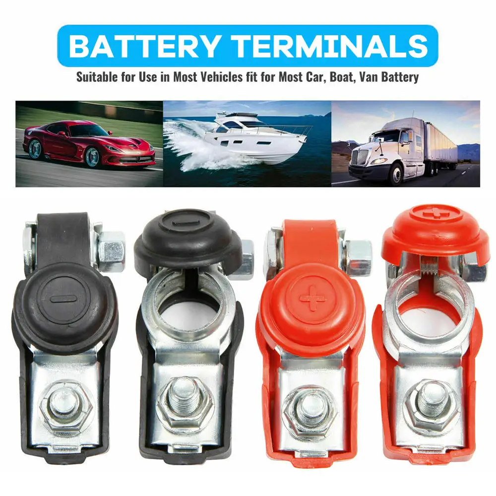 4Pcs Pure Copper Battery Terminals Connectors Clamps Tools For Caravan Car Van Motorhome，Car and Ship Battery Wiring