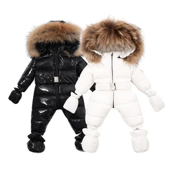 Sconto vendita liquidazione pagliaccetti invernali per bambini pelliccia naturale + impermeabile + tessuto antivegetativo + imbottitura in piuma d'anatra cappotti per bambini 6-24M