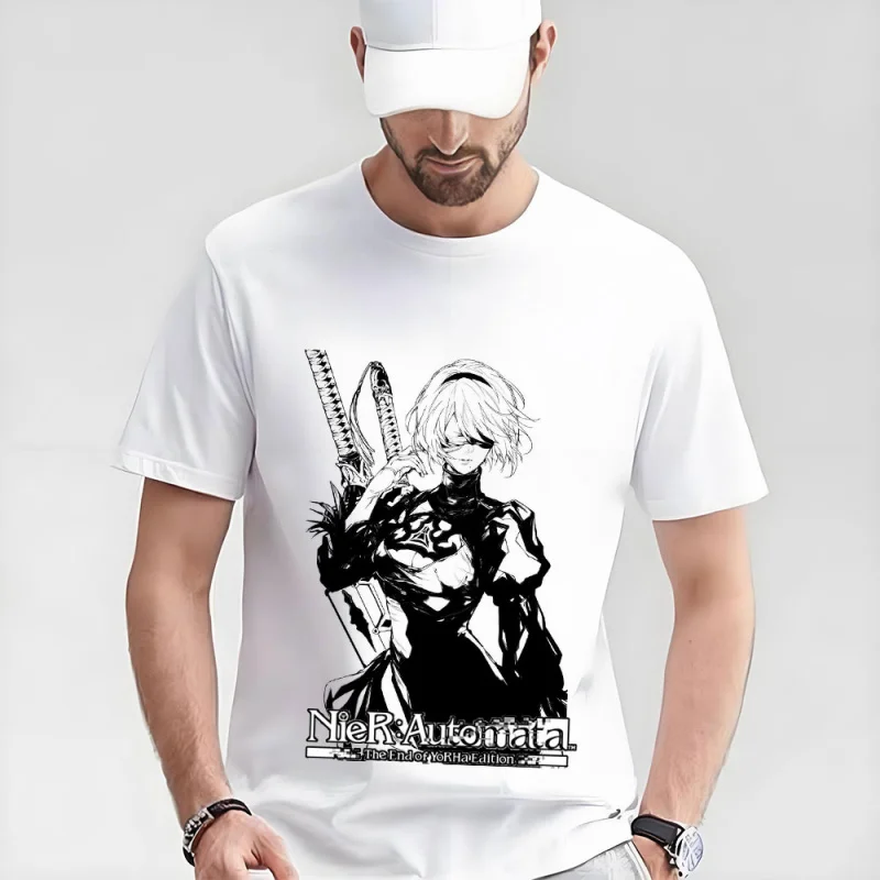 

2B NieR Automata Yorh No. 2 Type B Anime T-shirt for Gamer 0607 Waifu Girl Cyber Punk Graphic Clothes Y2K Tee US Size Tops S-6XL