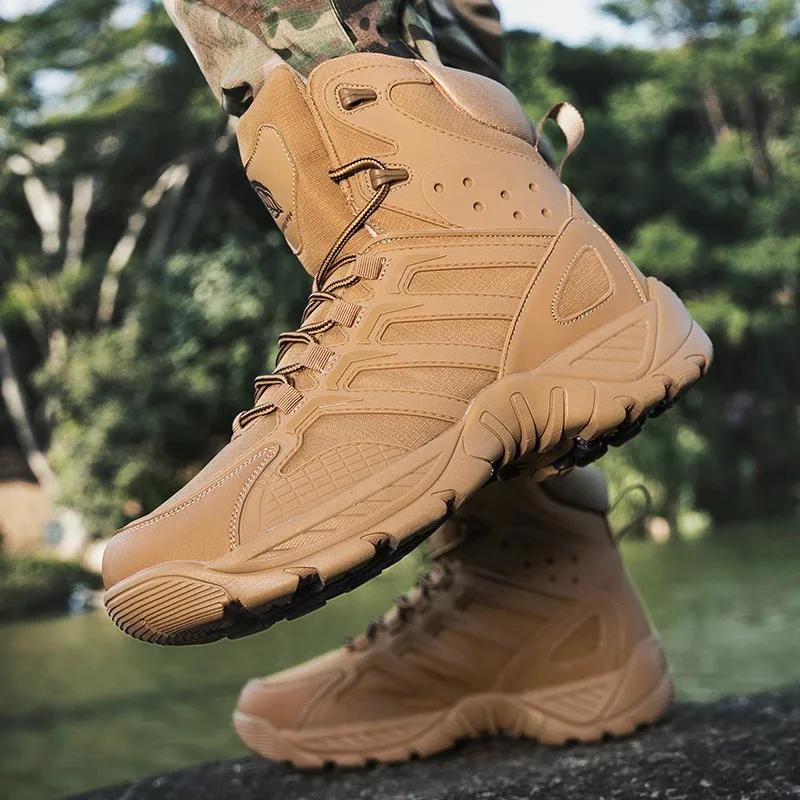 

High Quality Climbing Training Winter Desert Hiking Shoes Men Anti-Slip Waterproof Outdoor Warm Leather Boots