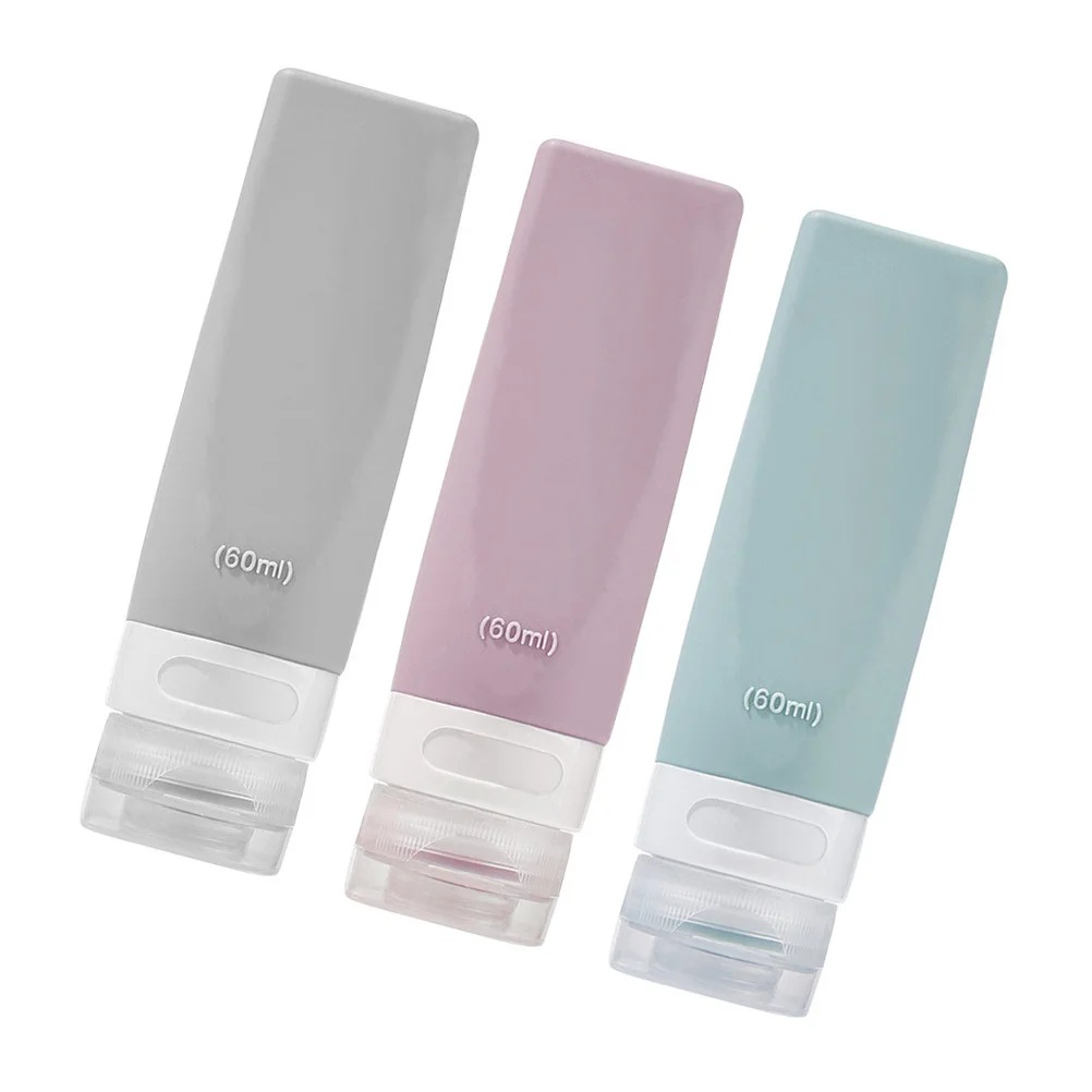 3Pcs Travel Bottle Set Travel Size Silicone Lotion Shampoo Containers 60ml Reusable Portable Toiletry Bottles Shampoo Bottles