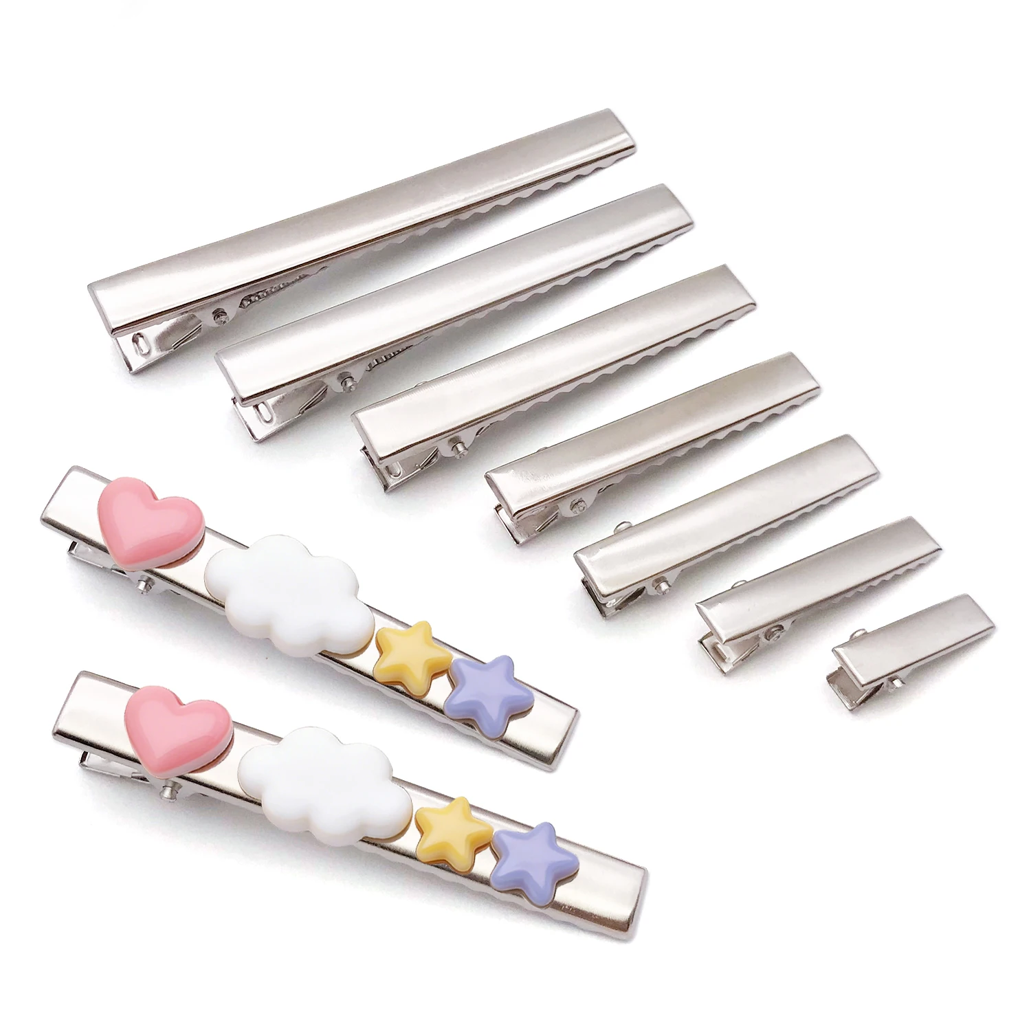 20pcs Metal Alligator Clips, Single-Prong Duckbill Clips, Flat-Top Toothed Curling Clips, for DIY Hair Accessory Making