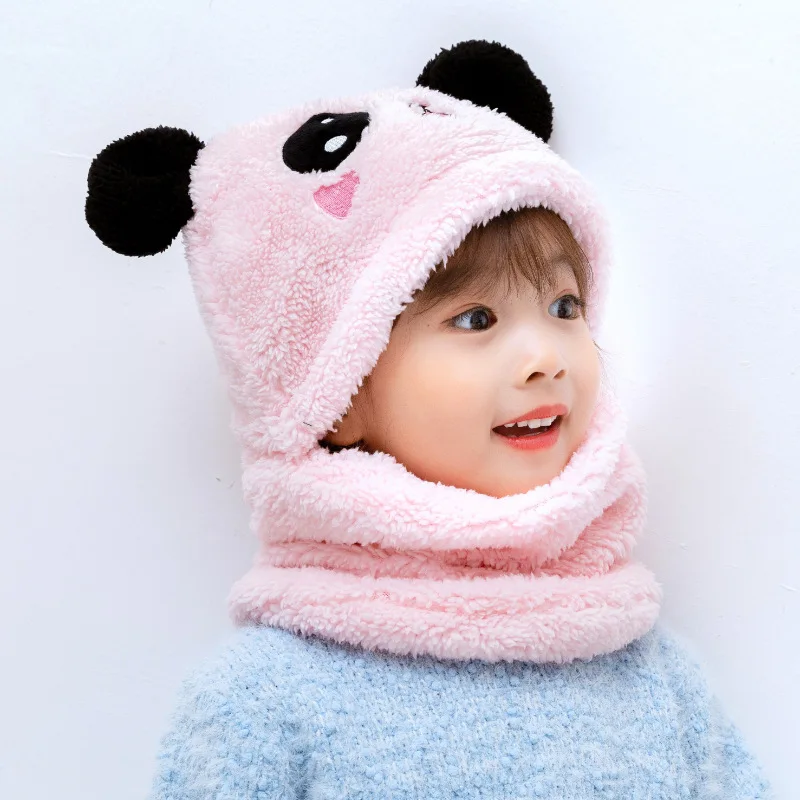 Cartoon Hat Girl Boy Scarf Thickened Hat Winter Hat Newborn Warm Children\'s Hat Plush Children\'s Hat Adult Parent Child Hat