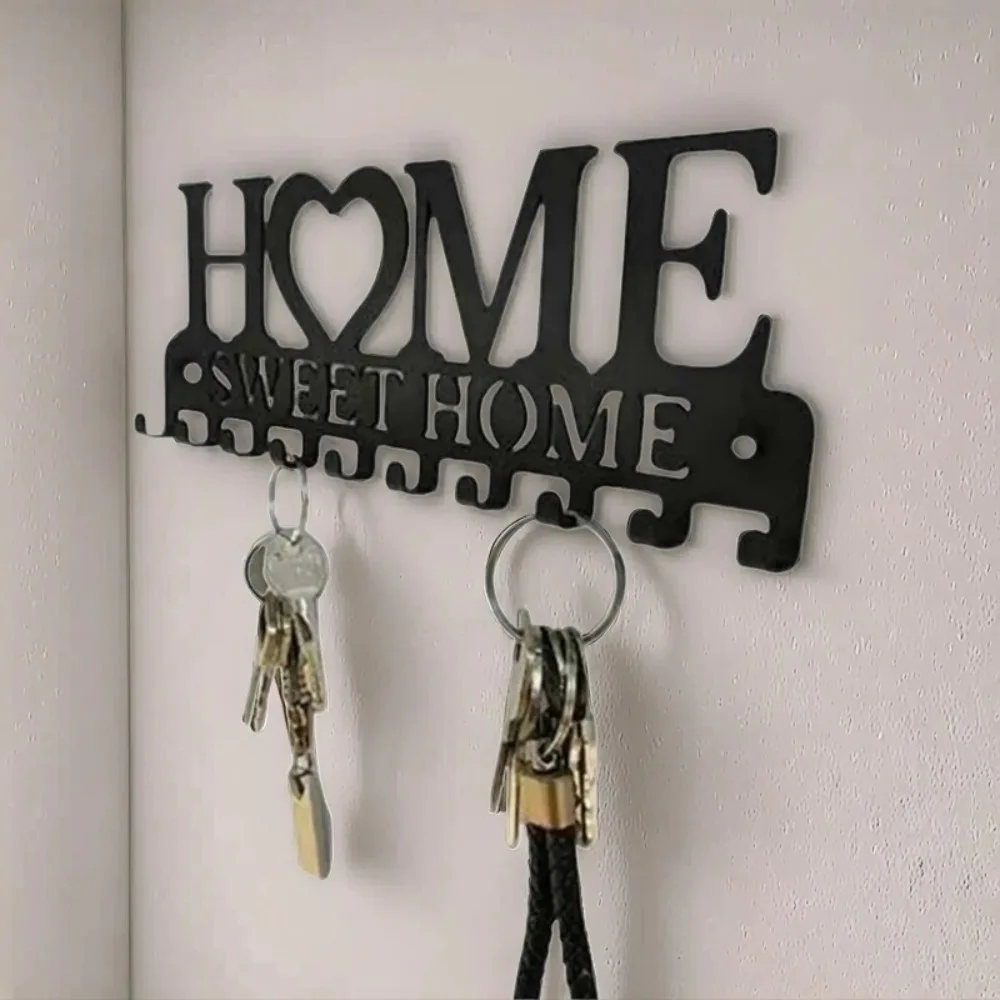 UrbanHanger Llavero de metal negro - Escultura de pared con clavijas, elegante organizador de entrada, mantiene llaves de abrigos, regalo de Halloween