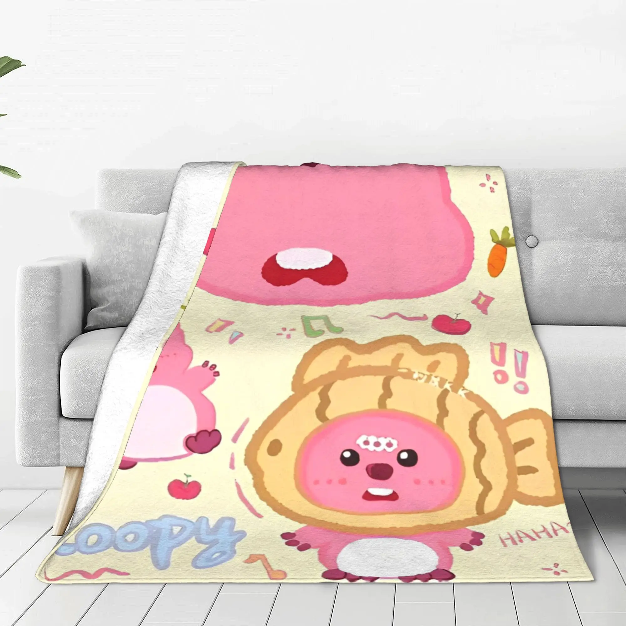 Cute Loopy Pororo Blanket Coral Fleece Plush All Season Multifunction Super Warm Throw Blankets for Home Outdoor Bedspread