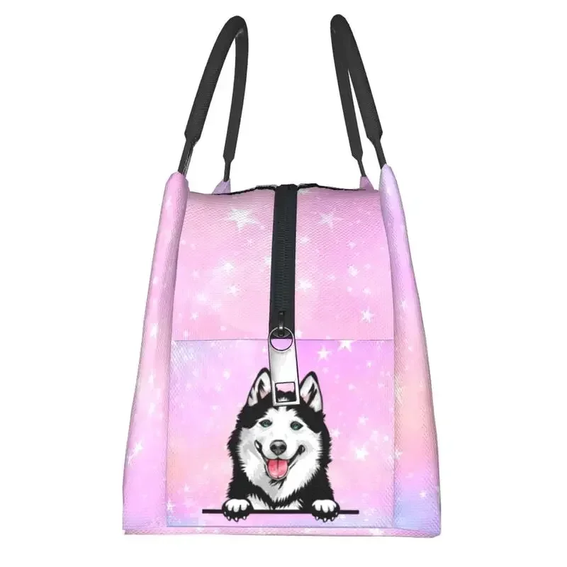 Custom Siberian Husky Lunch Bags Women Warm Cooler Insulated Lunch Boxes for Office Travel lunch bags for men