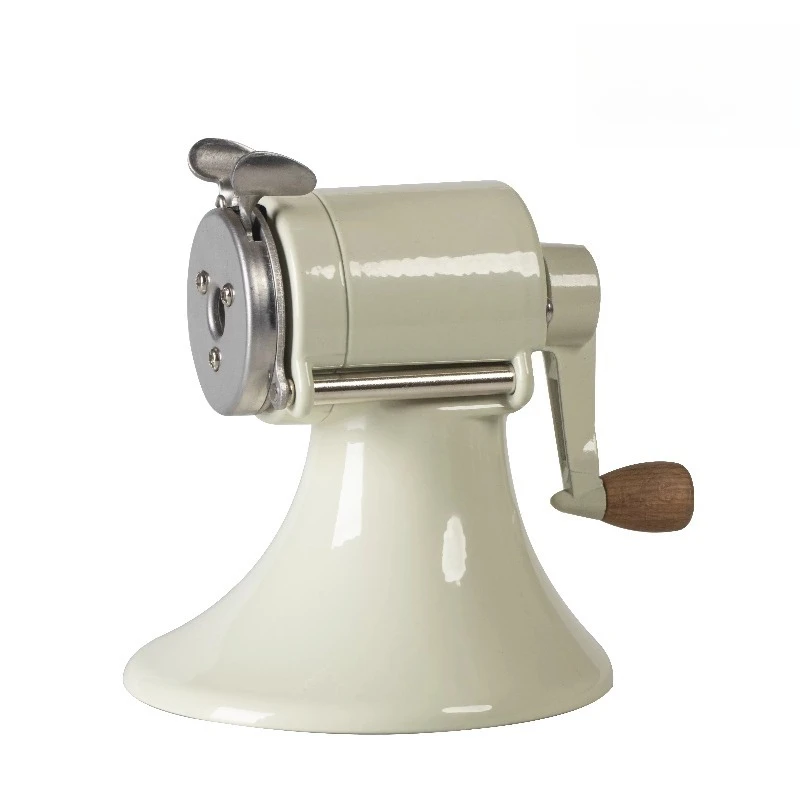 Retro Hand Crank Pencil Sharpener All Metal Body Wooden Handle Manual Pencil Sharpener