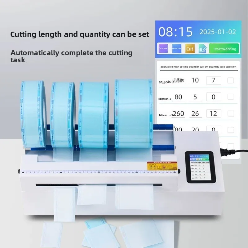 Dental Automatic Sterilization Pouch Cutter Medical Paper Plastic Bag Cutting Machine for Oral Clinic Hospital Disinfection Pack