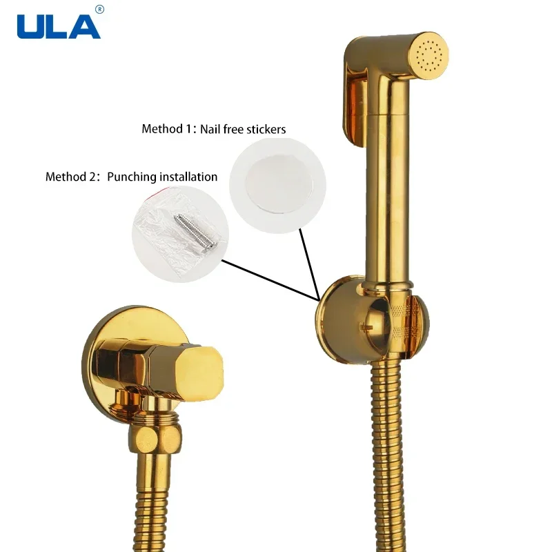 

ULA Gold Bidet Faucet Portable Toilet Bidet Sprayer Set Single Cold Water Toilet Faucet Bathroom Shower Head Bidet Sprayer Set