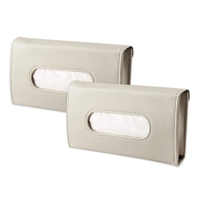 2PCS Car Tissue Holder Visor Napkin Case Leather Vehicle Backseat Door Tissue Holder Car Hanging Towel Paper Tissues Box