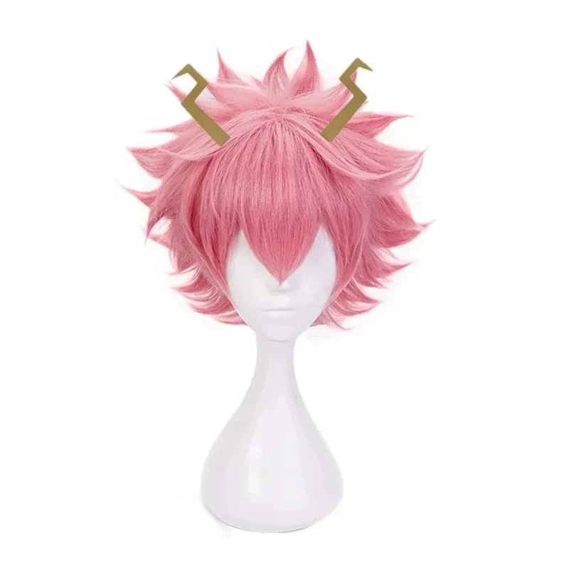 

In Stock Anime Ashido Mina Cosplay Wig Heat Resistant Synthetic Pink Short Wig Halloween Costume Wig