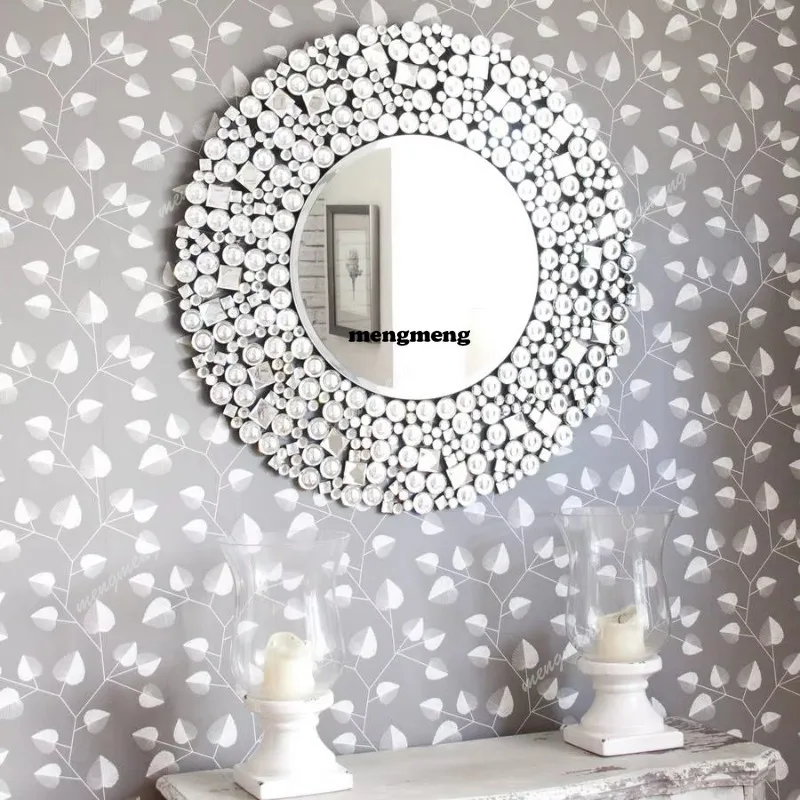 Home Decor Sparkly Crystal Venetian Round Wall Mirror