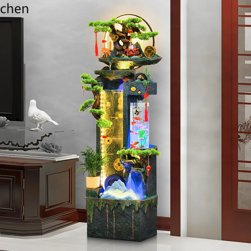 

ZMLCirculating Water Fish Tank Decoration Gift for Business Festivals, Hand-painted Water Ornament with Water Spray Feature