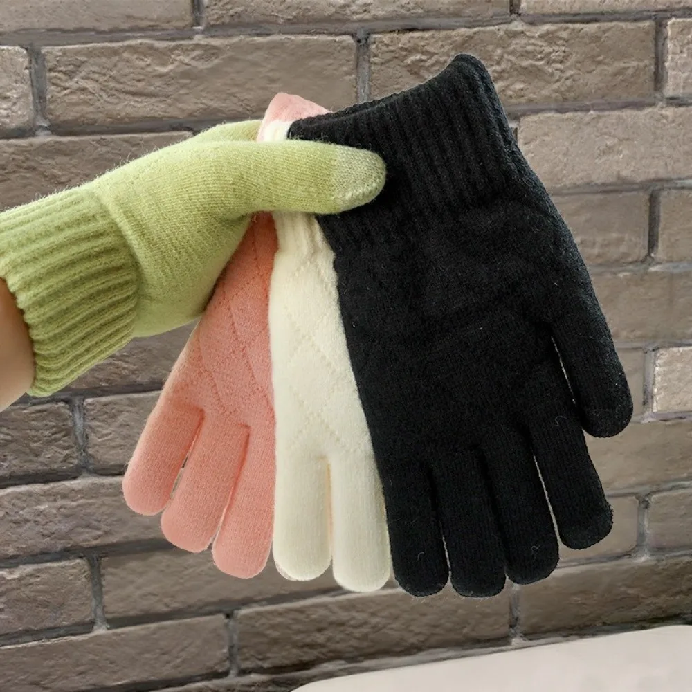 Fashion Thickened Knitted Gloves Cold Proof Touch Screen Warm Gloves Windproof Double Layer Mittens Women Men