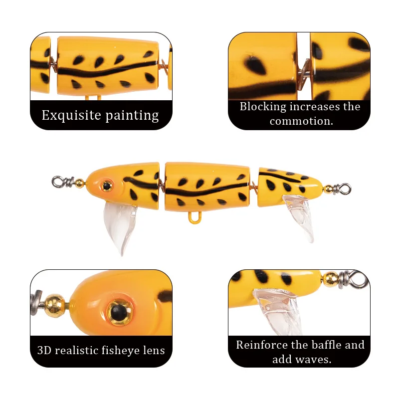 Top Water 3-Section Fishing Lures Sea Bass Crankbaits Minnow Whopper Freshwater Saltwater Floating Lure for Catfish Pike Teaser image 5