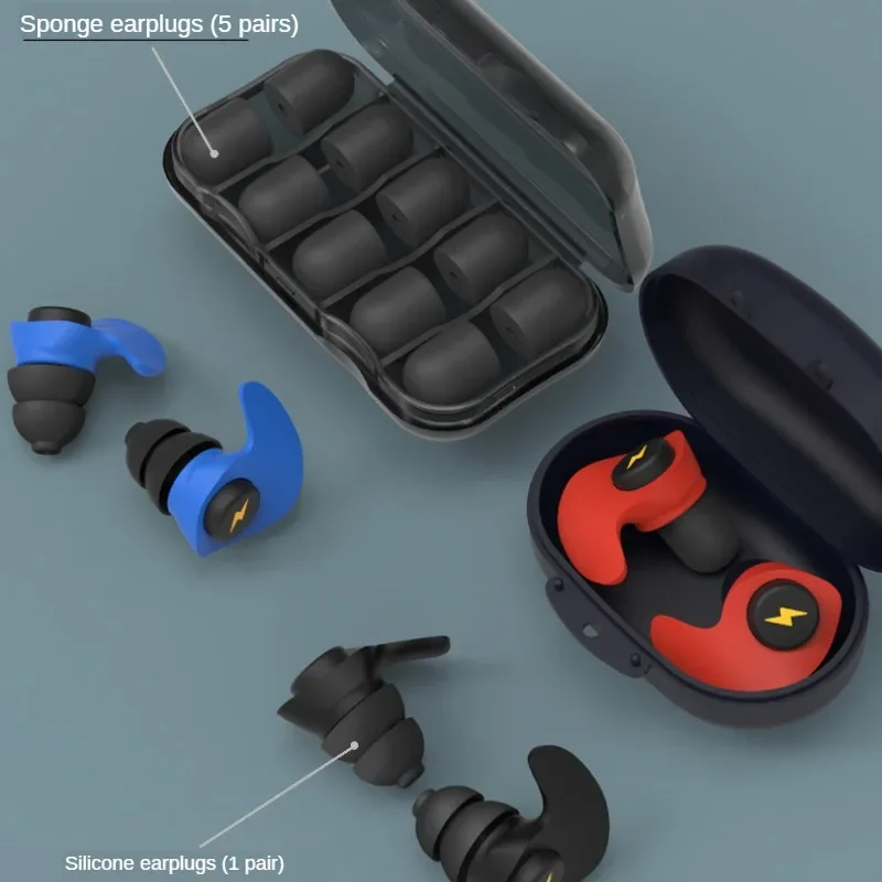 Bouchons d'oreille anti-bruit en silicone à trois couches, bouchons d'oreille pour dormir, doux et confortable, protecteur d'oreille, 6 pièces