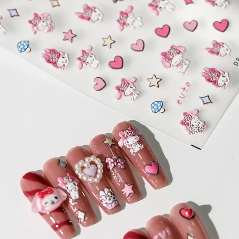 

2pcs Sanrio My Melody Anime Kawaii Sanrio Nail Art Stickers Cute Cartoon Decorations Patch Lovely Gifts Toys for Girls