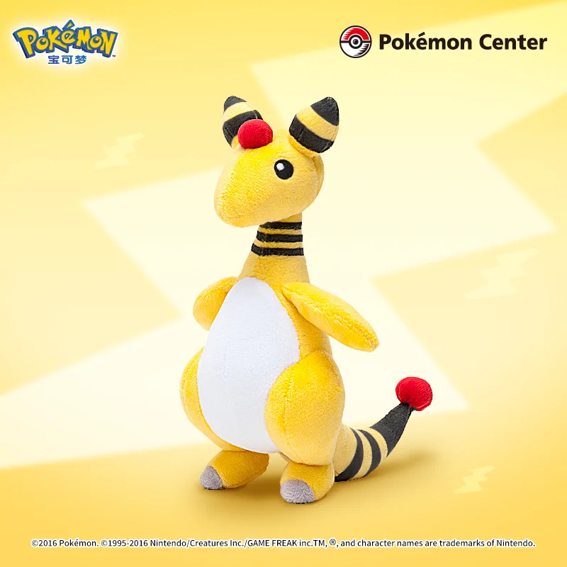 

Official Pokémon Center Ampharos Plush Toy, Fluffy Mareep Evolution Plushie Doll Figure, Cute Collectible Gift