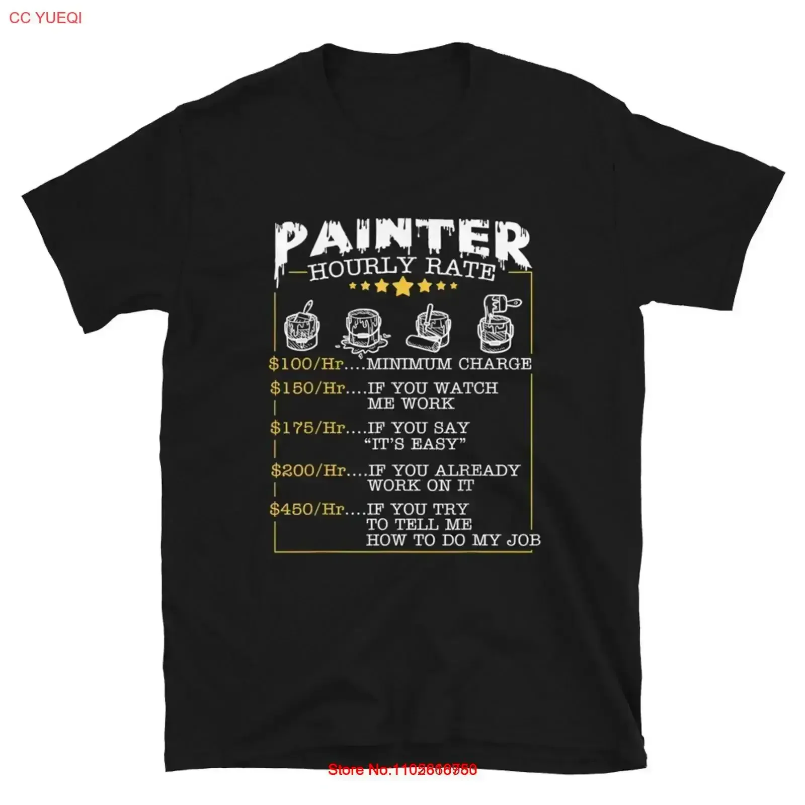 Painter Hourly Rate Mens T Shirt Funny Humor Labor Day for Men vintage Washed Slightly designer clothes Breathable homme