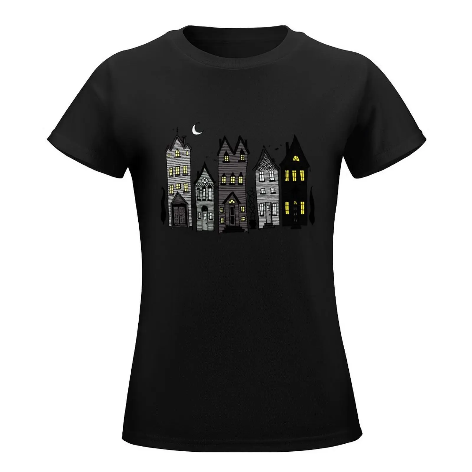 Haunted Houses T-Shirt hippie clothes tops t-shirts for Women cotton