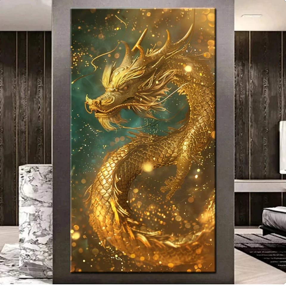 Diamond Art Painting New Arrival Chinese Golden Dragon Diy 5D Full Mosaic Diamond Embroidery Cross Stitch Kits Home Decoration