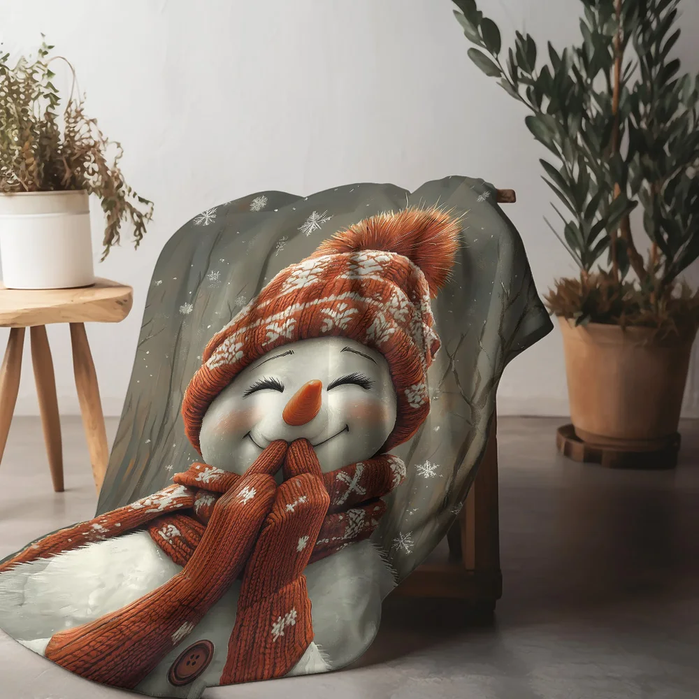 

Флисовое одеяло Tuniu с милым снеговиком для дома, дивана-кровати, теплый мягкий уютный подарок