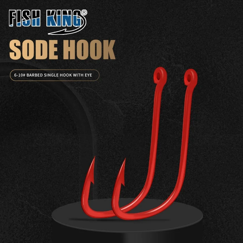 

Fishing King Tube Pay Sleeve Hook 100 Pieces Boxed Red Fishhooks with Barbed Gadget Fishing Taiwan Fishing Wholesale