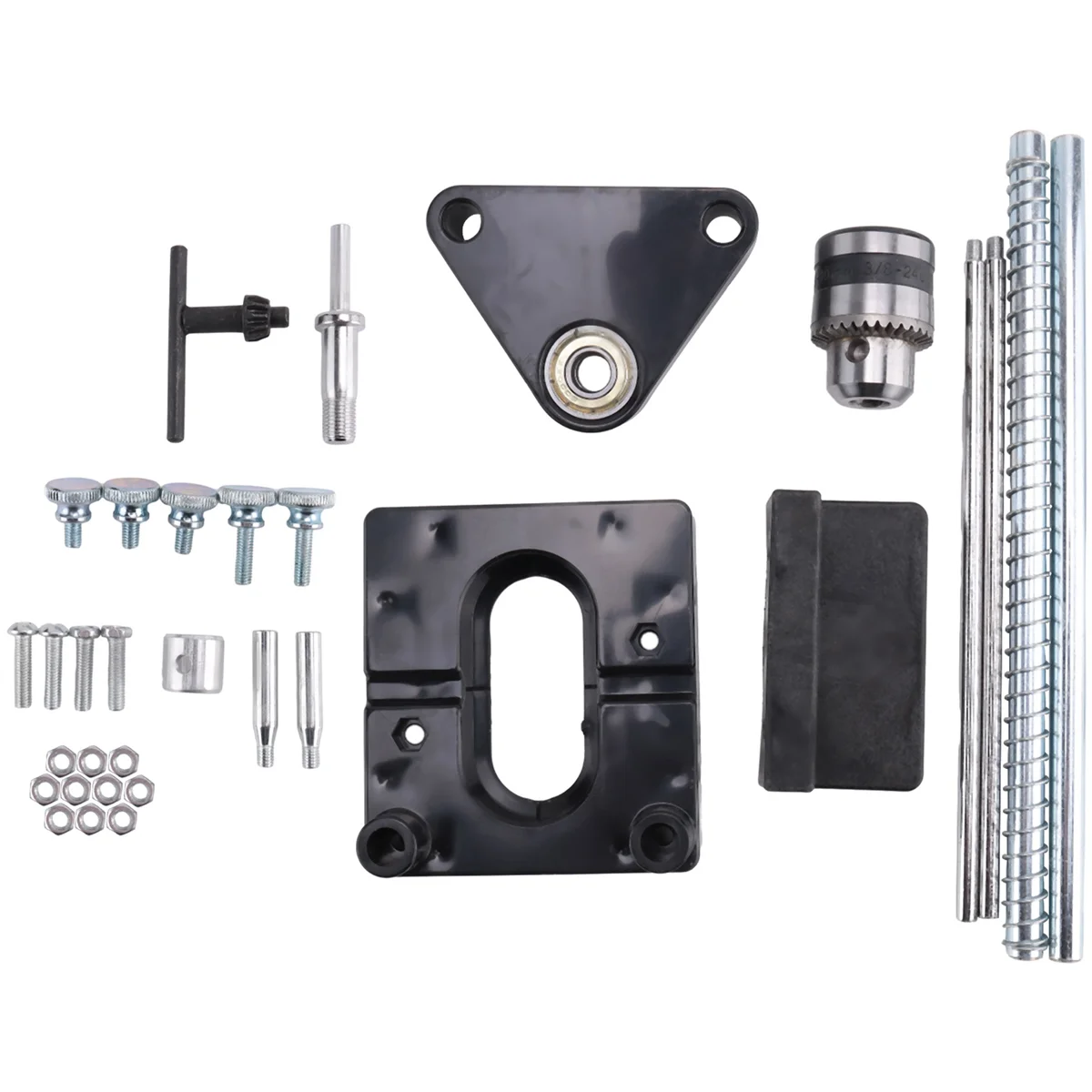 

A32P_Woodworking Drill Guide, Woodworking Drill Guide Plastic Adjustable Drilling Template Hole Punch Locator for DIY (Black)