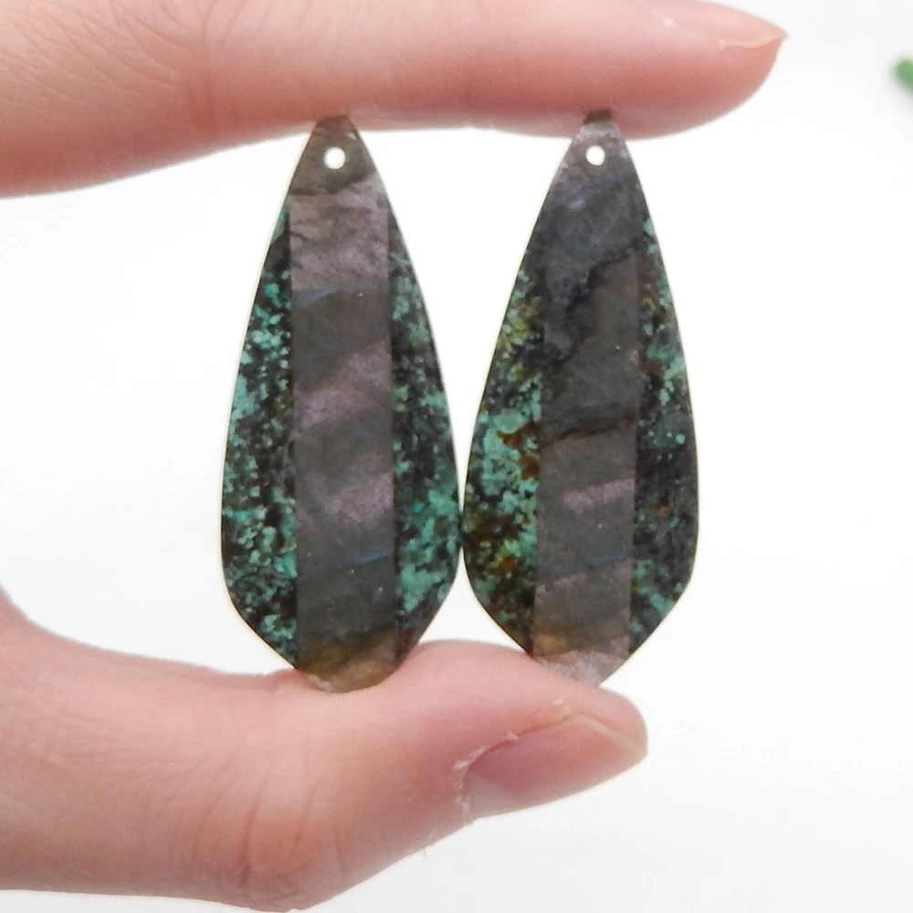 Wholesale, Natural African Turquoise and Labradorite Intarsia Earrings for Women, Gemstone Earrings Beads for Jewelry Making