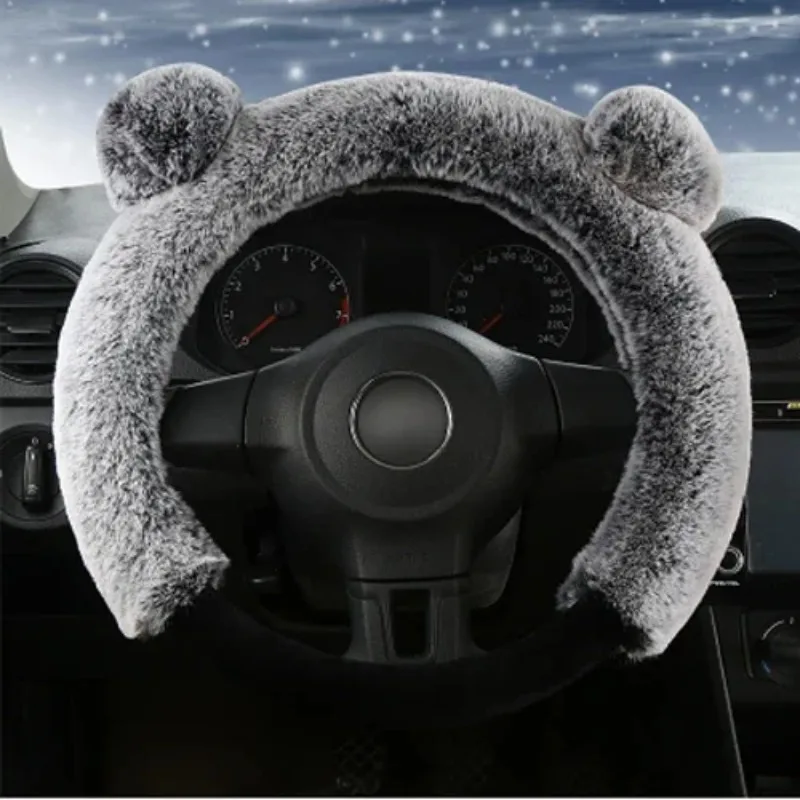 

Soft Comfortable Steering Wheel Cover Universal Fit Anti Slip with Playful Ears for Car Interior