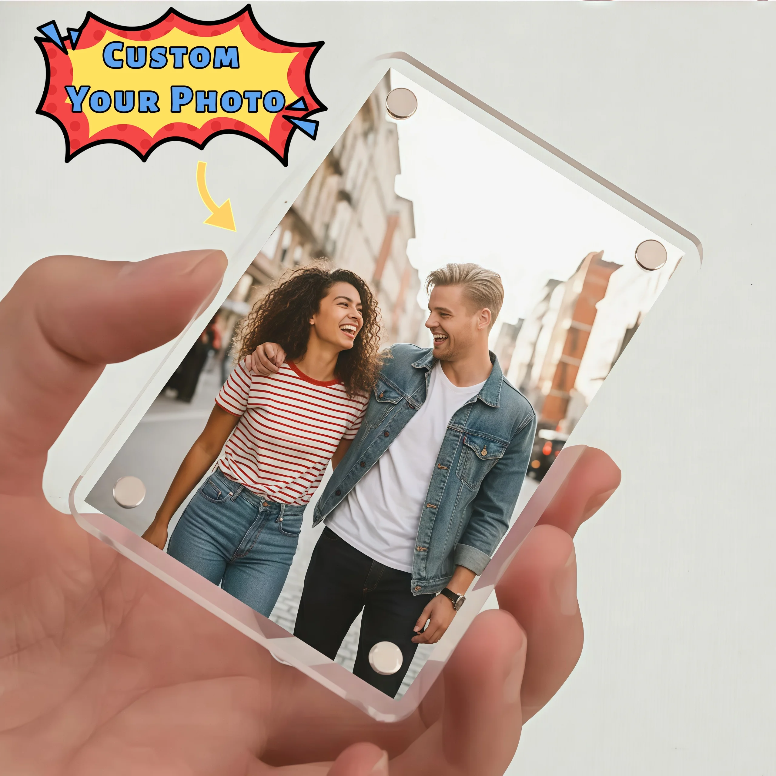 Custom Photo Magnet, Personalized Acrylic Photo Magnet, Picture Fridge Magnet, Family Photo Gift, Wedding Photo Magnet - view 2