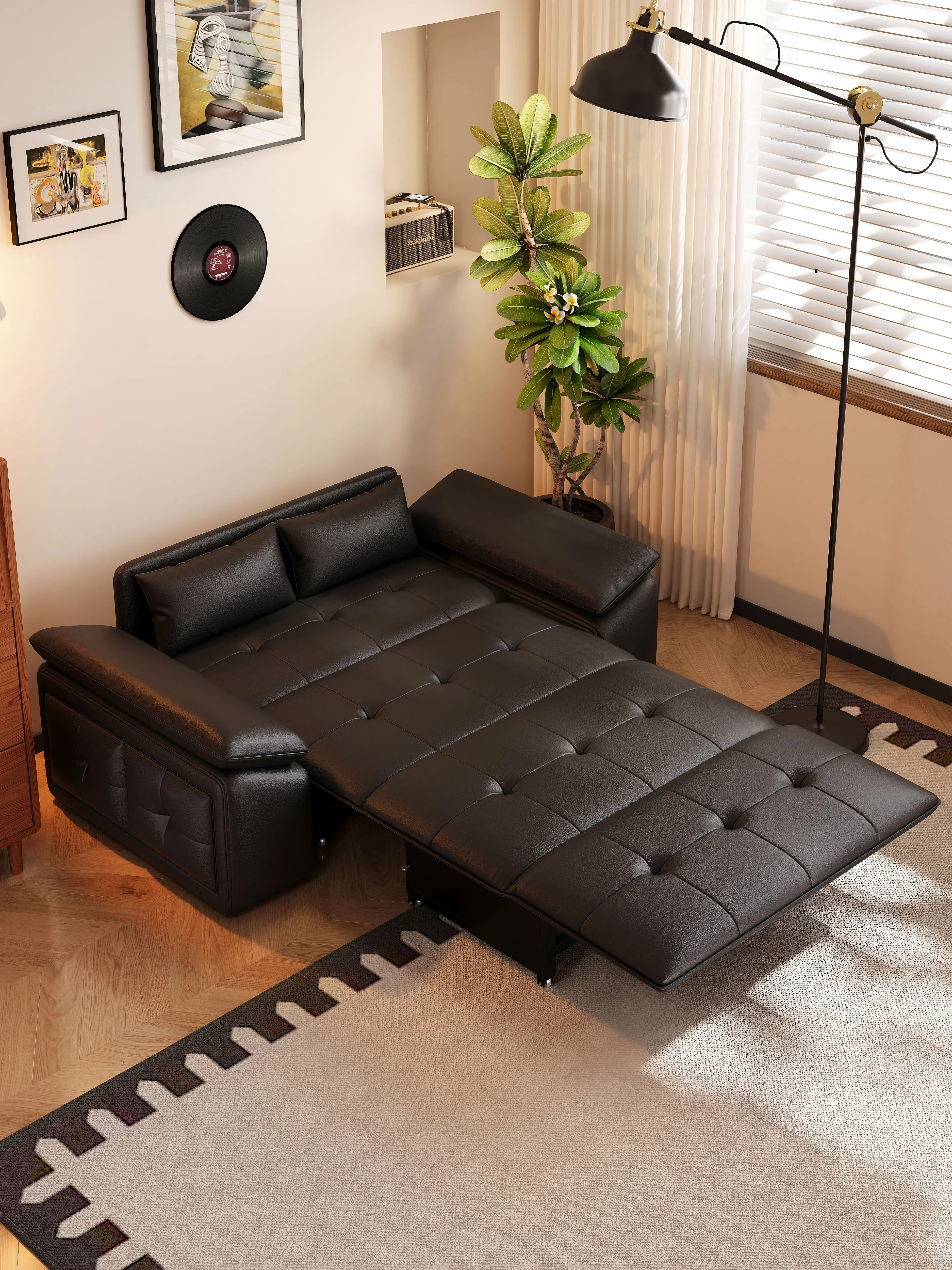 #2-Seater Home Furniture Electric Control Adjustable Leather Couch Living Room Sofa Bed PU Leather Cover Sponge for Home Use