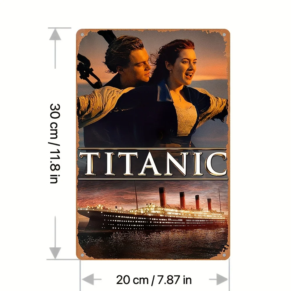 Vintage Titanic Movie Poster Metal Wall Art -  Retro Decorative Sign with Iconic Ship & Couple, Waterproof Dustproof, Indoor/O