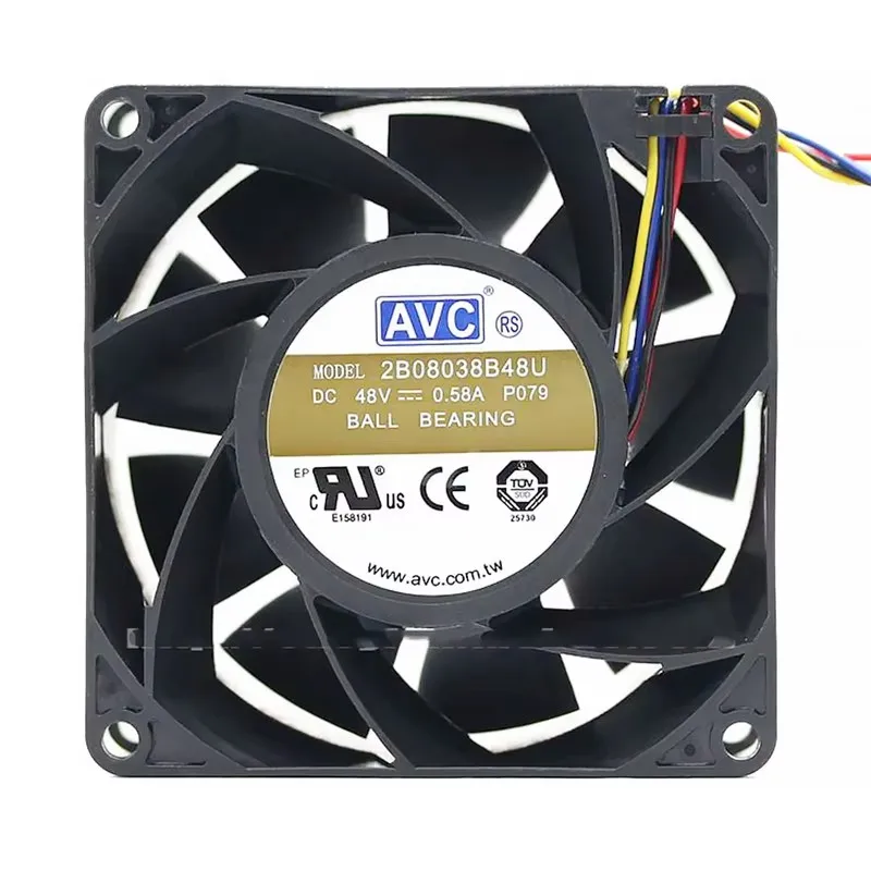 

Original 2B08038B48U 48V 0.58A 80 * 80 * 38MM 8CM 4-wire PWM speed control chassis server Cooling fan