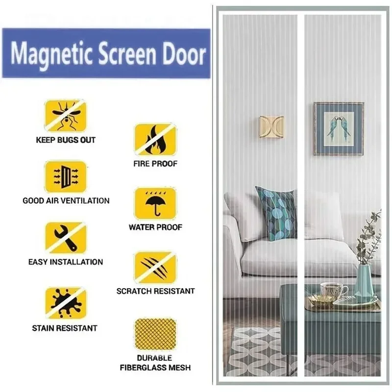 Magnetic Mosquito Net, Summer Fly Control, Door Curtain Net, Automatic Closing Door Screen, Multiple Sizes Curtain
