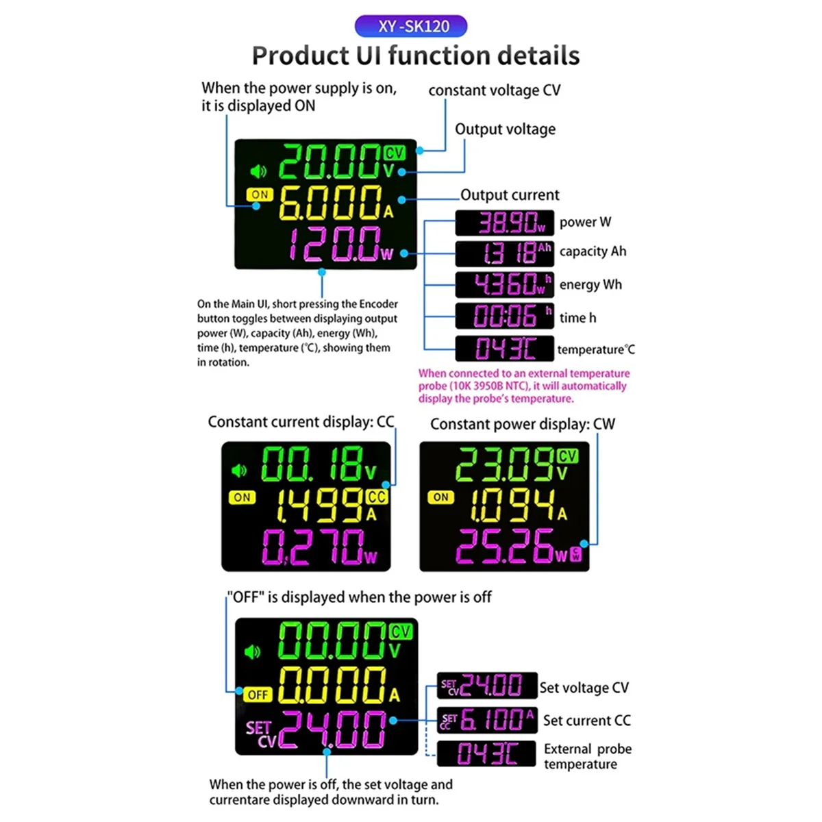 Новый блок питания постоянного тока SK120 CNC Buck-Boost с постоянным напряжением и постоянным током для солнечной зарядки