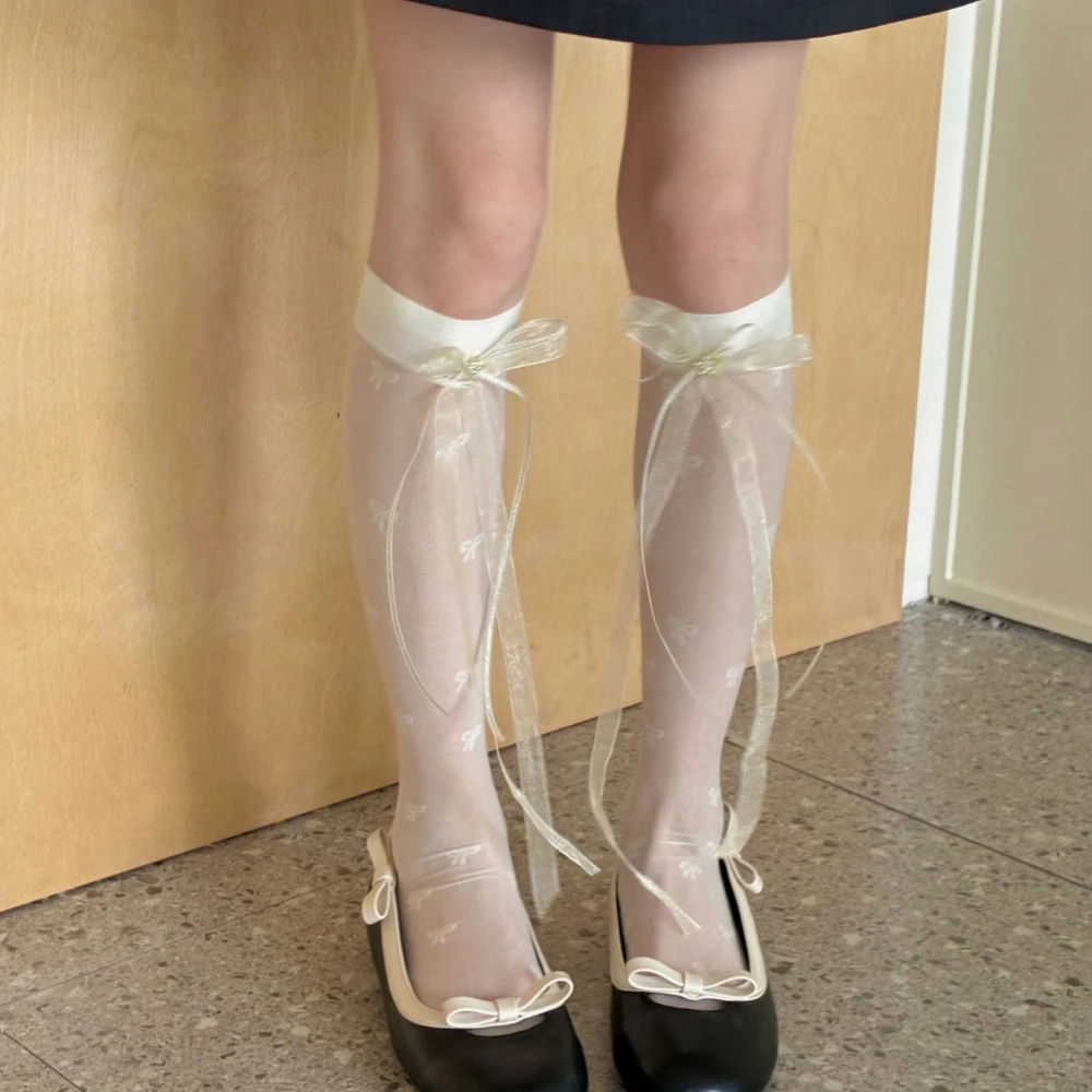 Sweet Bow Lace Sunscreen Calf  – Silk Sock Bamboo recenzja i cena