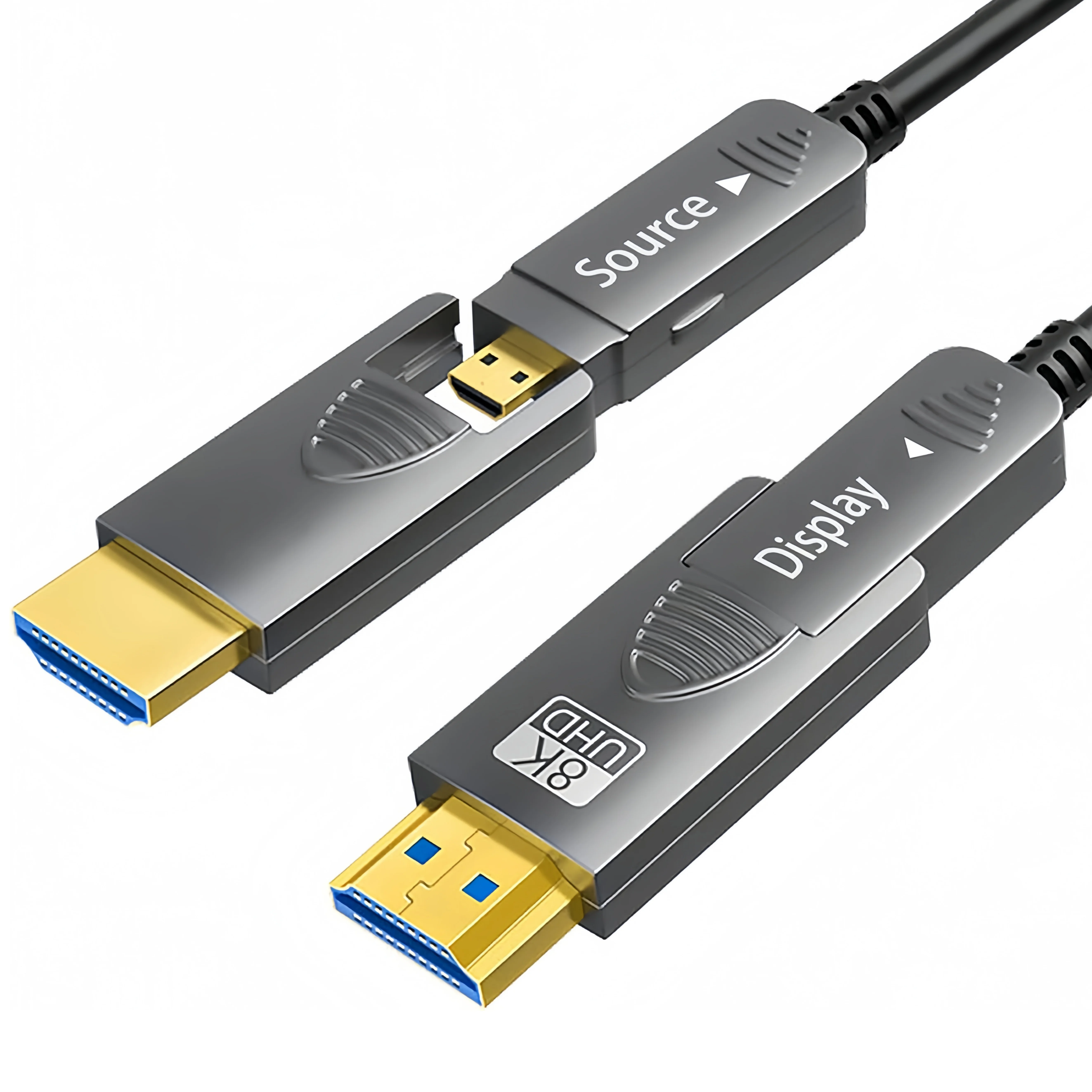Cabo de fibra óptica de alta resolução 8K para HDTV 48Gbps 2.1 Versão Conector destacável PVC EARC HDR10 + Microfone Alto-falante