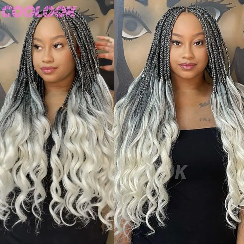 

26" Synthetic Full Lace Front Wig Braided Wigs Braid African Black Women Cornrows Jumbo Braided Wigs French Curls Braiding Wig