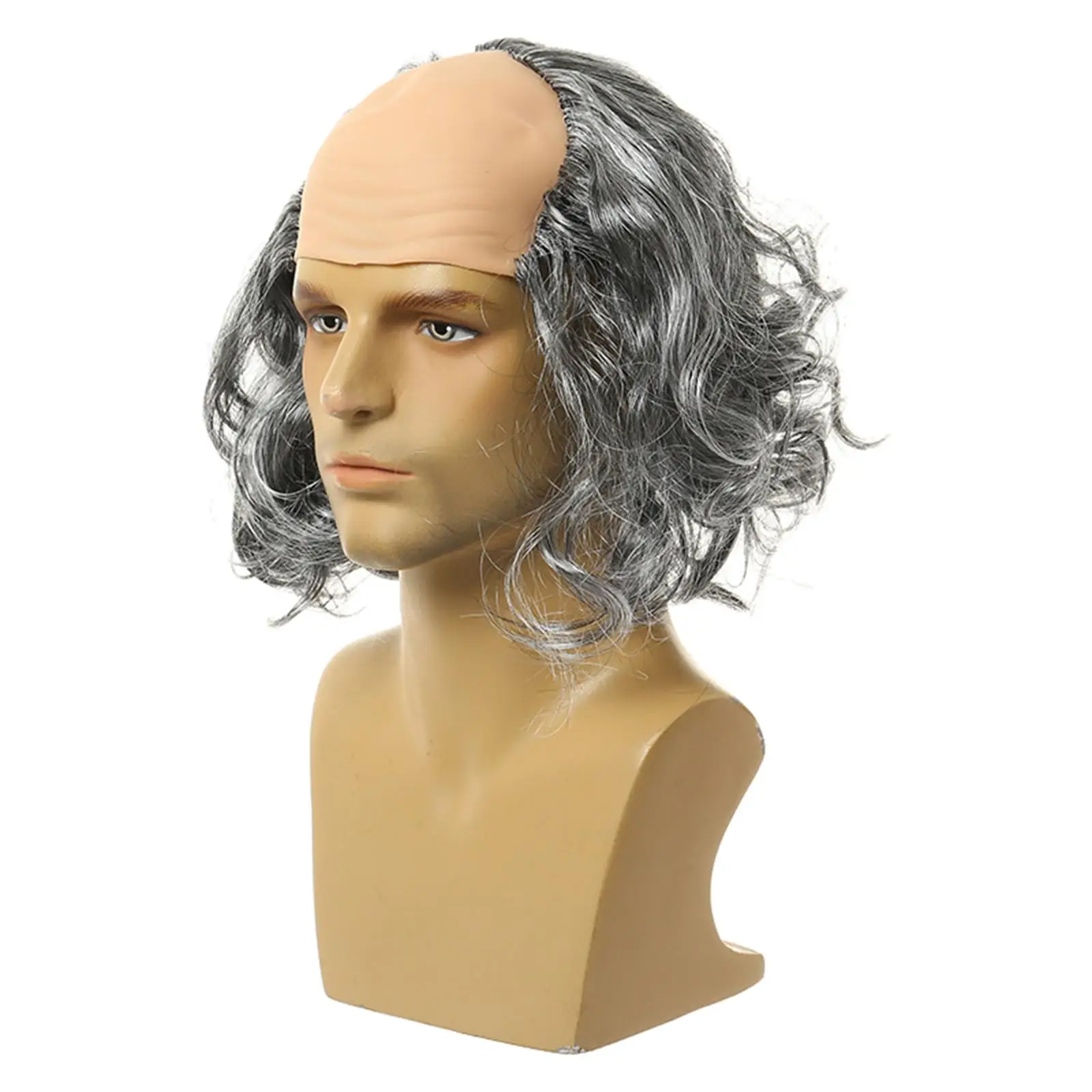 Balding Wig Balding Crazy Scientists Wig for Theme Parties Stage Performance Pro