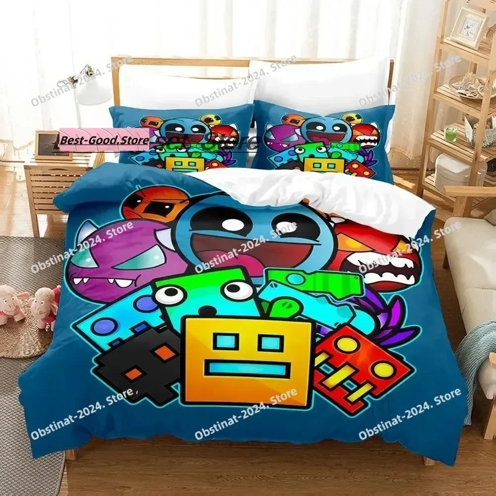 Angry Geometry Dash Bedding Set Single Twin Full Queen King Size Bed Set Game Bedroom Duvetcover Sets Anime Bed Sheet Set