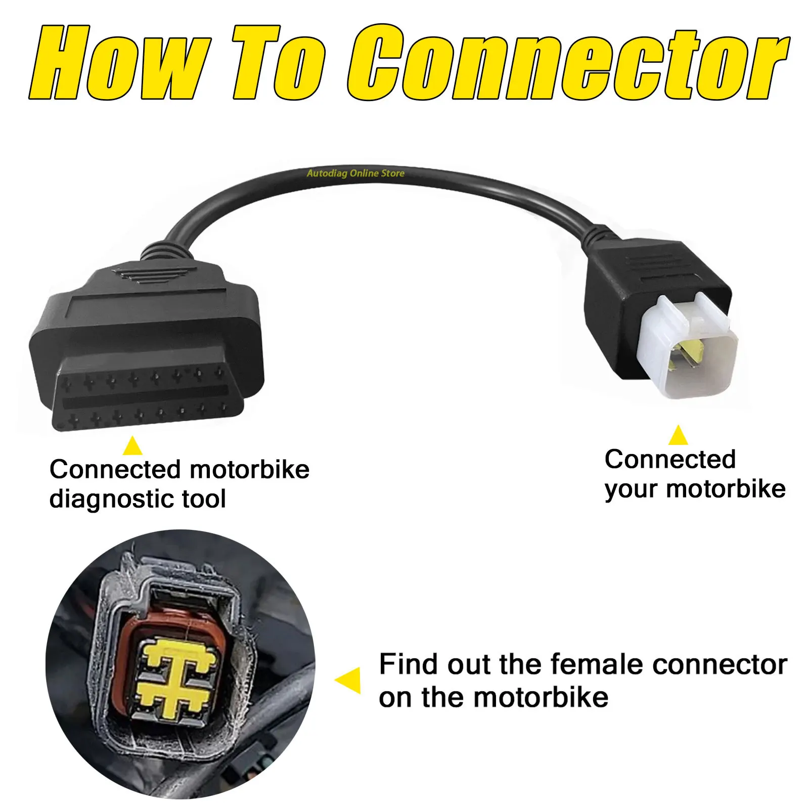For Kawasaki 4Pin OBD2 Diagnostic Cable for Z250, Z650, Z1000