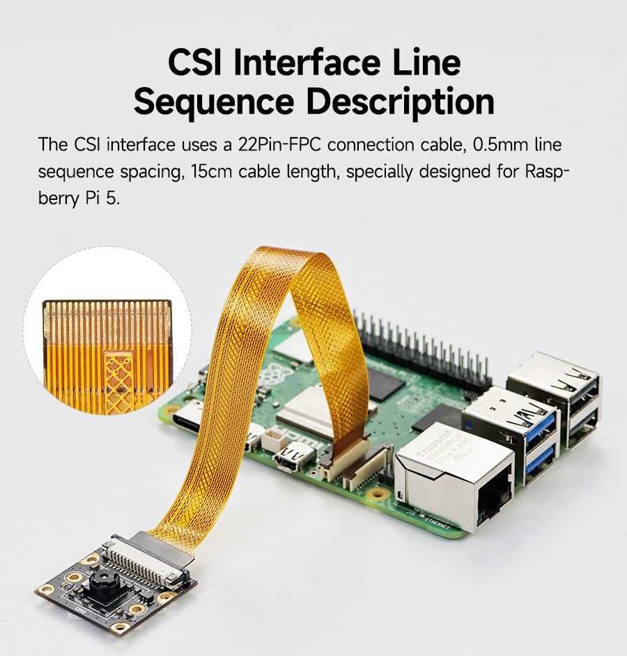 Himbeer Pi 5 Kamera modul mit 8mp imx219 Chip 77 ° 120 ° 160 ° Fov zur Auswahl mit hochwertiger Acryl halterung 22pin-fpc Kabel – Detail 4