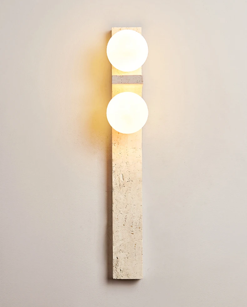 Wall Light Sconce Natural Stone White Glass G9 Bulb